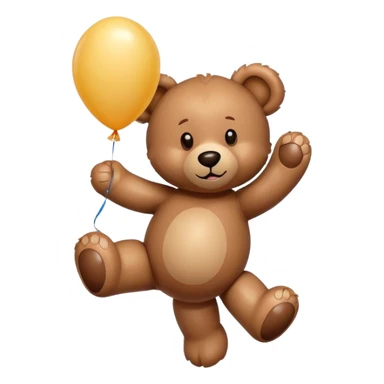 Brown Teddy floating up with one balloon in his paw sticker