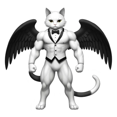 Divine god angel Omni Black and white Super muscular Buff sigma Gigachad cat full body tuxedo colored  sticker
