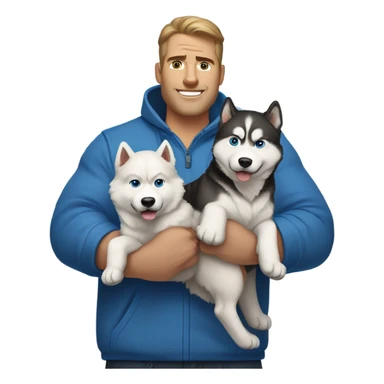 Family of two White men and a Husky sticker