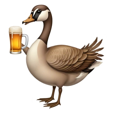Canadian goose holding a beer sticker