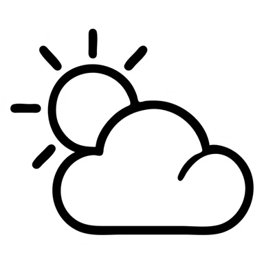 outlined Apple Weather App icon with blue line art, sun and cloud, clean and simple icon style sticker