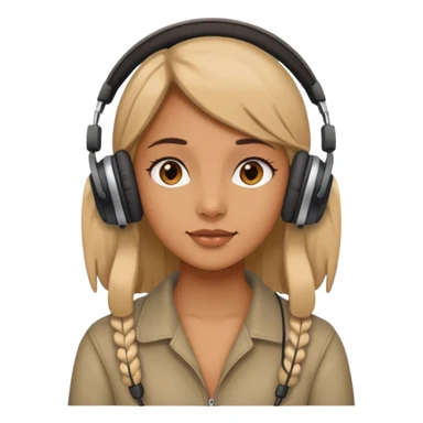Girl wearing old headphones  sticker
