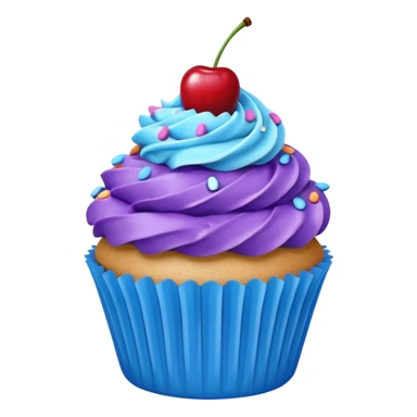 Cupcake: blue cream, purple paper, sprinkles with cherry on top  sticker