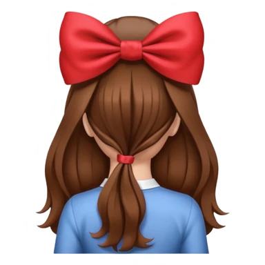 girl from behind with long brown hair with bow c sticker