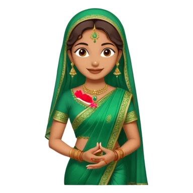 bride in mehendi Ceremony in green saree standing sticker