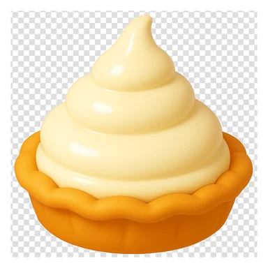 Frame 1 of 15: Intact cream pie, no splatter, playful 3D emoji style, golden brown crust, same angle as reference sticker
