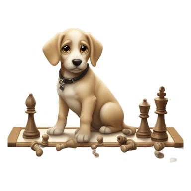 A puppy playing chess  sticker