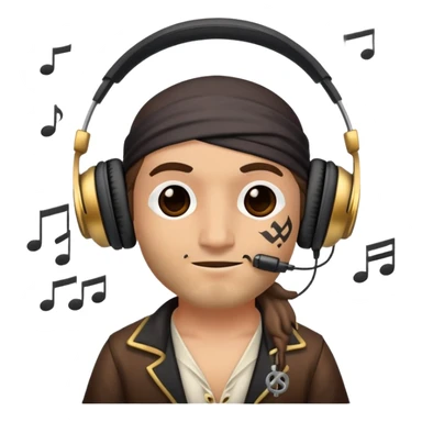 pirate with headphones and music notes sticker