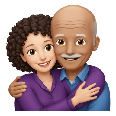  White no hiar Old man hugging dack skin curly hair woman sticker