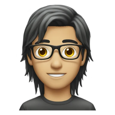 young arab emo boy with a mullet and glasses sticker