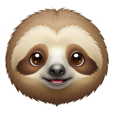 Cinematic Cute Sloth Portrait Emoji, Head tilted playfully and inquisitively, with a delightfully relaxed expression accented by a soft, fuzzy Fur and round, sparkling eyes filled with charm, Simplified yet irresistibly adorable features, highly detailed, glowing with a warm, gentle glow, high shine, affectionate and laid-back, stylized with a touch of whimsical laziness, bright and endearing, soft glowing outline, capturing the essence of a mischievous yet loving sloth that seems as if it could slowly dangle out of the screen into your arms! sticker