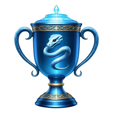 Harry Potter Triwizard Cup trophy with snake handles, blue glowing magical cup sticker