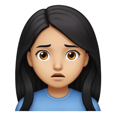 Girl with light brown skin and long black hair looking confused sticker