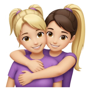 Blond girl hugs brunette girl sticker