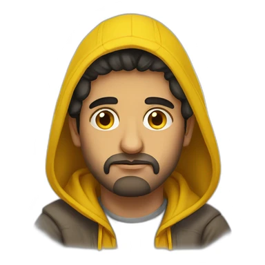 Armenian men  with yellow hoodie with sleepy face sticker