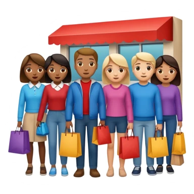 Line of people waiting to enter a store sticker