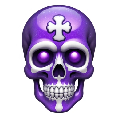 Glitter Purple and White Skull sticker