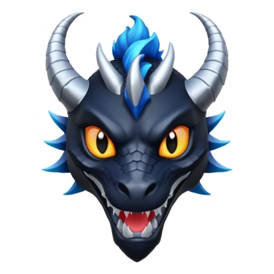 Darkstalker the NightWing dragon from Wings of Fire, black dragon with a sly smile, silver-tipped horns, magical aura sticker