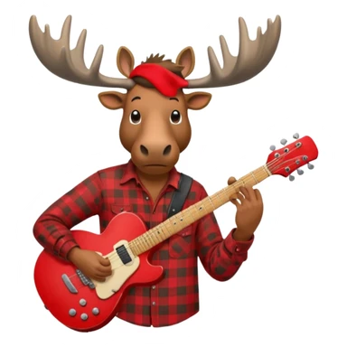  A man with the head of a moose playing a red electric guitar in Alaska sticker