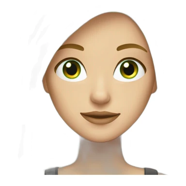 gal blonde gal, green eyes, working on black laptop sticker