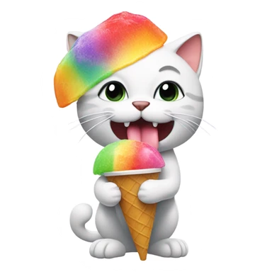 Cat eating a snow cone sticker