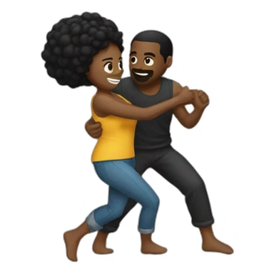 black couple pillow fighting sticker