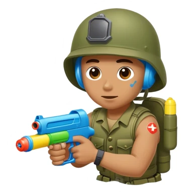 Soldier crawling with a water gun sticker
