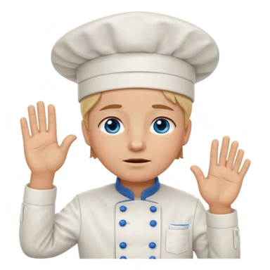 Chef saluting while crying blue eyes sticker