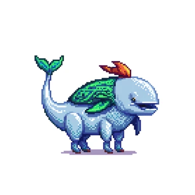 A hybrid creature that is half whale and half horse, fantasy creature with whale body and horse head sticker