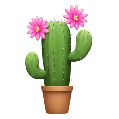 Cactus with pink flowers in a pot sticker