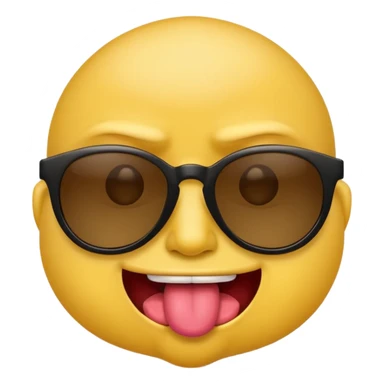 arrogant emoji wearing dark sunglasses sticking its tongue out sticker