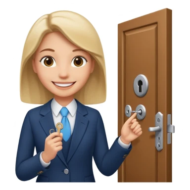 Corretor de imóveis abrindo porta com chave sticker