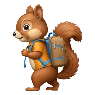 a squirrel walking with a backpack
 sticker