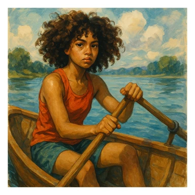 kıvırcık saçlı, kürek çeken kız, farklı stillerde sticker