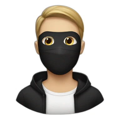Man wear a black mask ao her mouth and white hear sticker