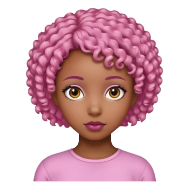 black girl with pink short curly hair sticker