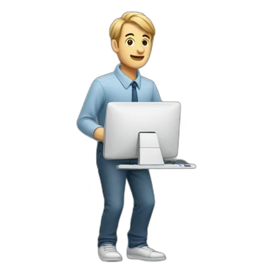 computer guy with really forward leaning posture sticker