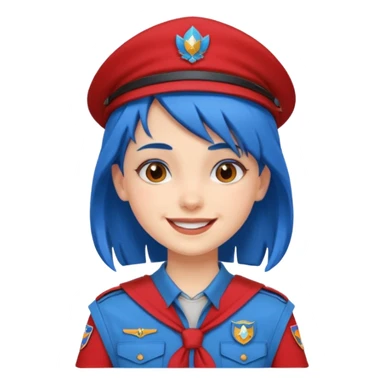 scout girl with red scout uniform, blue haired sticker