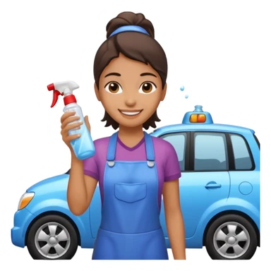 car washer woman with car  sticker