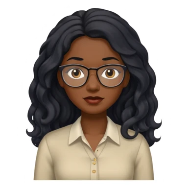 Black women teacher with black long  wavy hair chalkboard background and no eyeglasses sticker