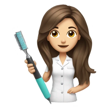Esthetician with long brown hair an extraction tool sticker