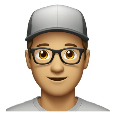 light brown handsome IT guy wearing glasses with chin beard and snapback hat sticker