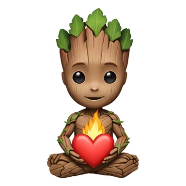 baby-groot with a hearth sticker