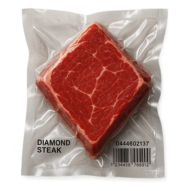 diamond steak, glossy and puffy vacuum-sealed style sticker