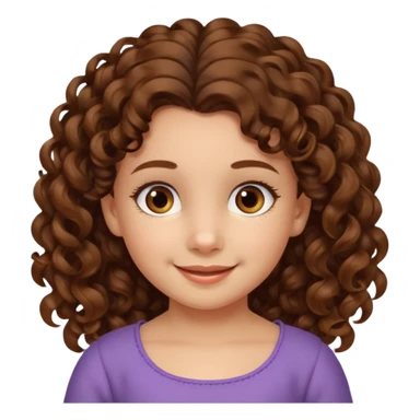 EMOJI COMO IPHONE IOS SOLO CARA NIÑA 3 AÑOS PELO LARGO, ONFULADO, MARRON SEMIRECOGIDO, Y OJOS MARRONES. SONRIENDO, SIN CUELLO Y FONDO TRANSPARENTE sticker