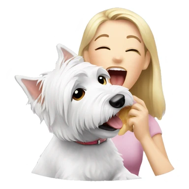 Westie dog licking owner sticker