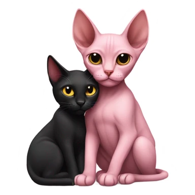 Pink sphinx cat cuddling black cat sticker