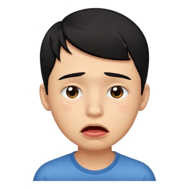 black haired boy portrait big lips crying  sticker