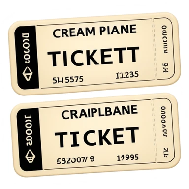 Two cream airplane tickets sticker