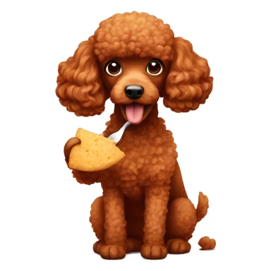 Red poodle eating  sticker